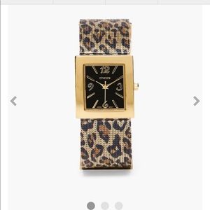 NWT Leopard print and gold tone mesh watch